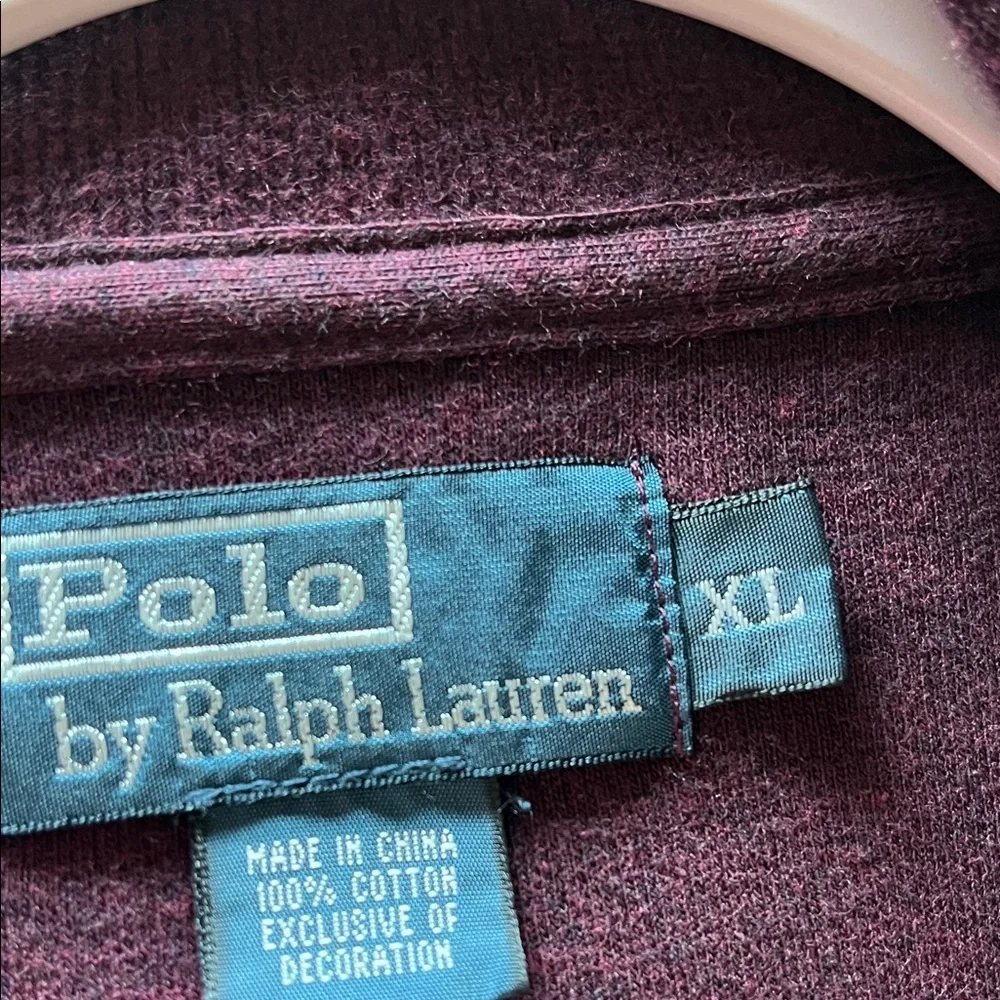 Polo‎ Ralph Lauren Men’s Burgundy Quarter-Zip Sweatshirt Size XL.
